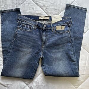 Gap Straight Jeans Blue Medium Wash Cotton Denim Stretch Button Zip 5-Pocket